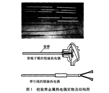 鎧裝貴金屬熱電偶實物及結(jié)構(gòu)圖